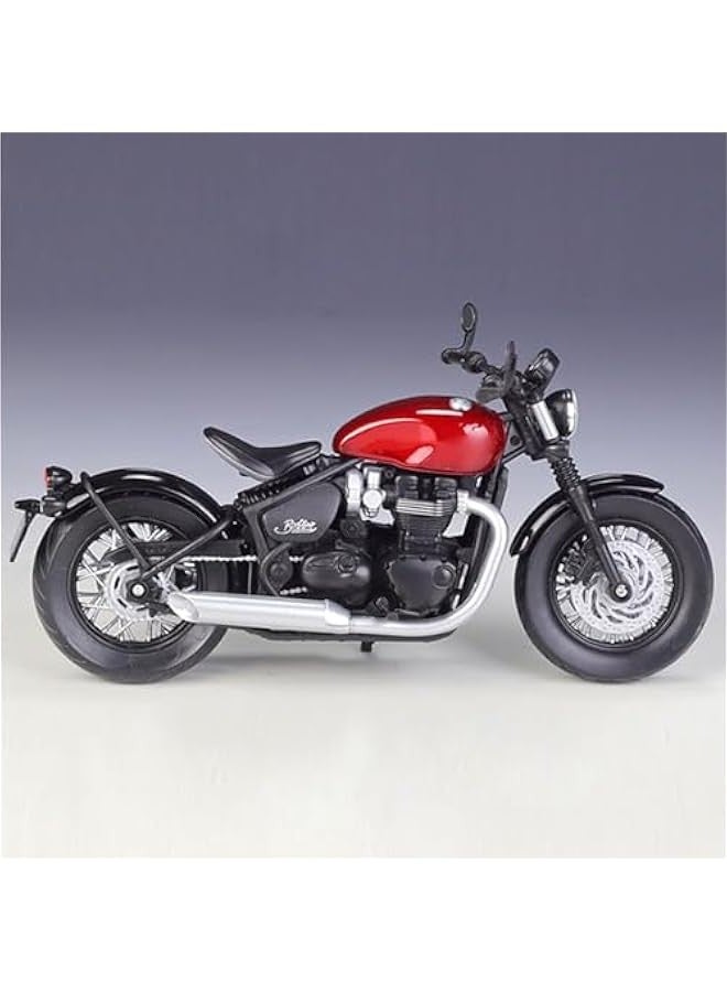 1/12 Scale Triumph Bonneville Bobber Motorcycle Model Die Cast Metal with Plastic Parts (Red) - Image 2
